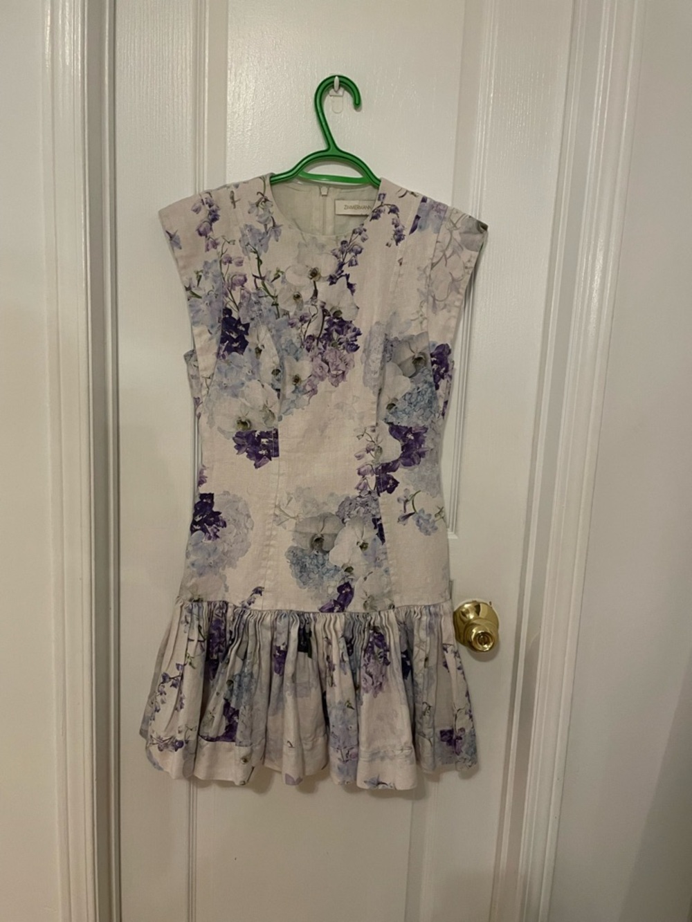 Zimmermann Lavender Floral Ruffle-Hem Girls Dress